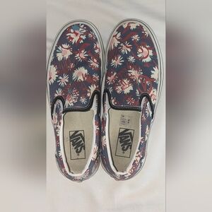 Vans Classic Slip On Shoes Blue Red Crew Floral Low Top Skateboarding Unisex